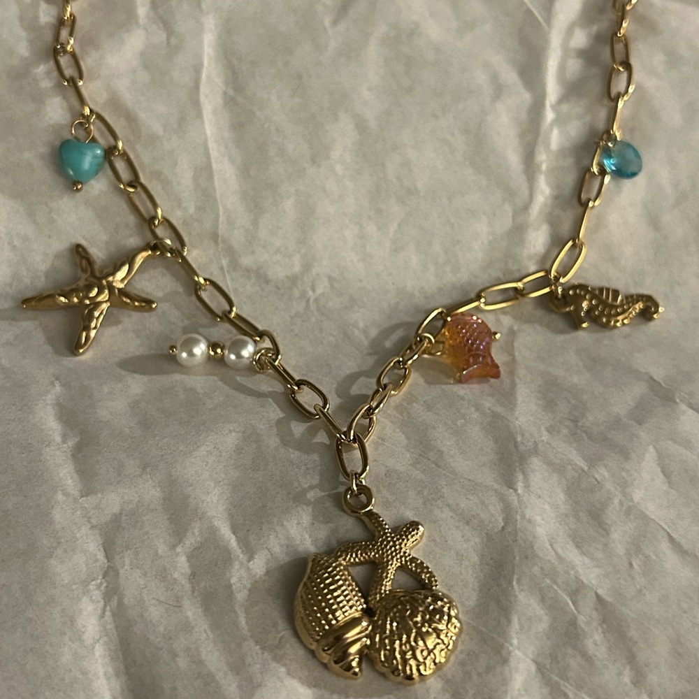 Gold Seashell Charm Necklace